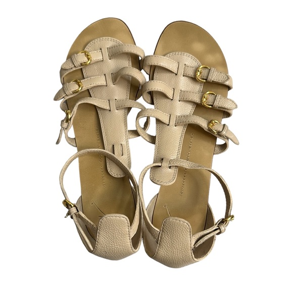 Giuseppe Zanotti Sandal Caged Gladiator Strappy Flat Open Toe Tan Leather 40 - Picture 8 of 13